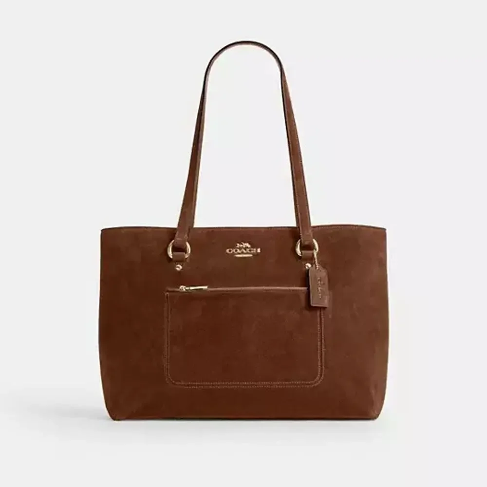 NEW‼️Coach Station Tote Bag CEW20 suede/Gold/Warm Brown